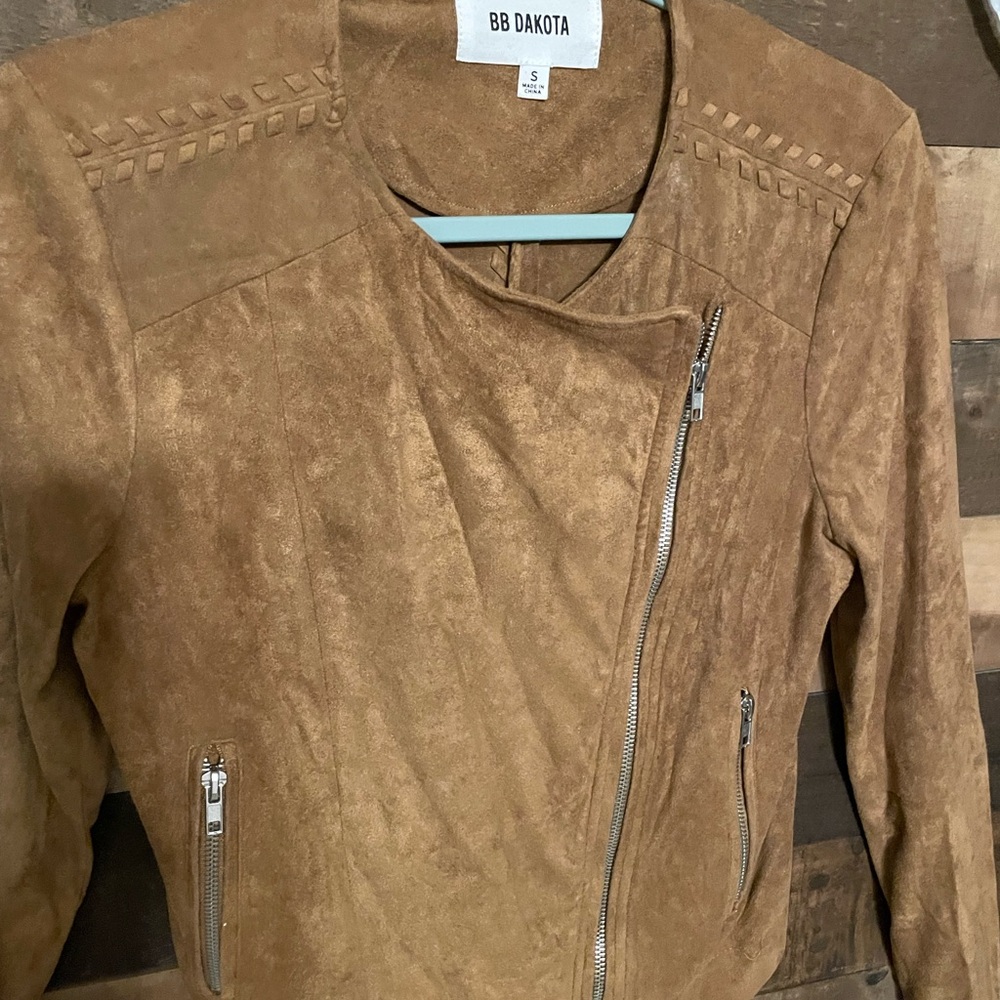 BB Dakota Women's Tan Suede Leather Jacket - Picture 3 of 6